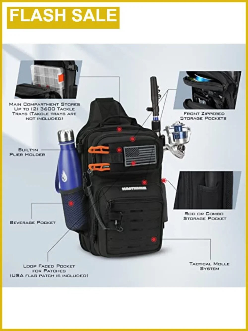 KastKing Blowbak Fishing Sling Bag Backpack with Rod Holder